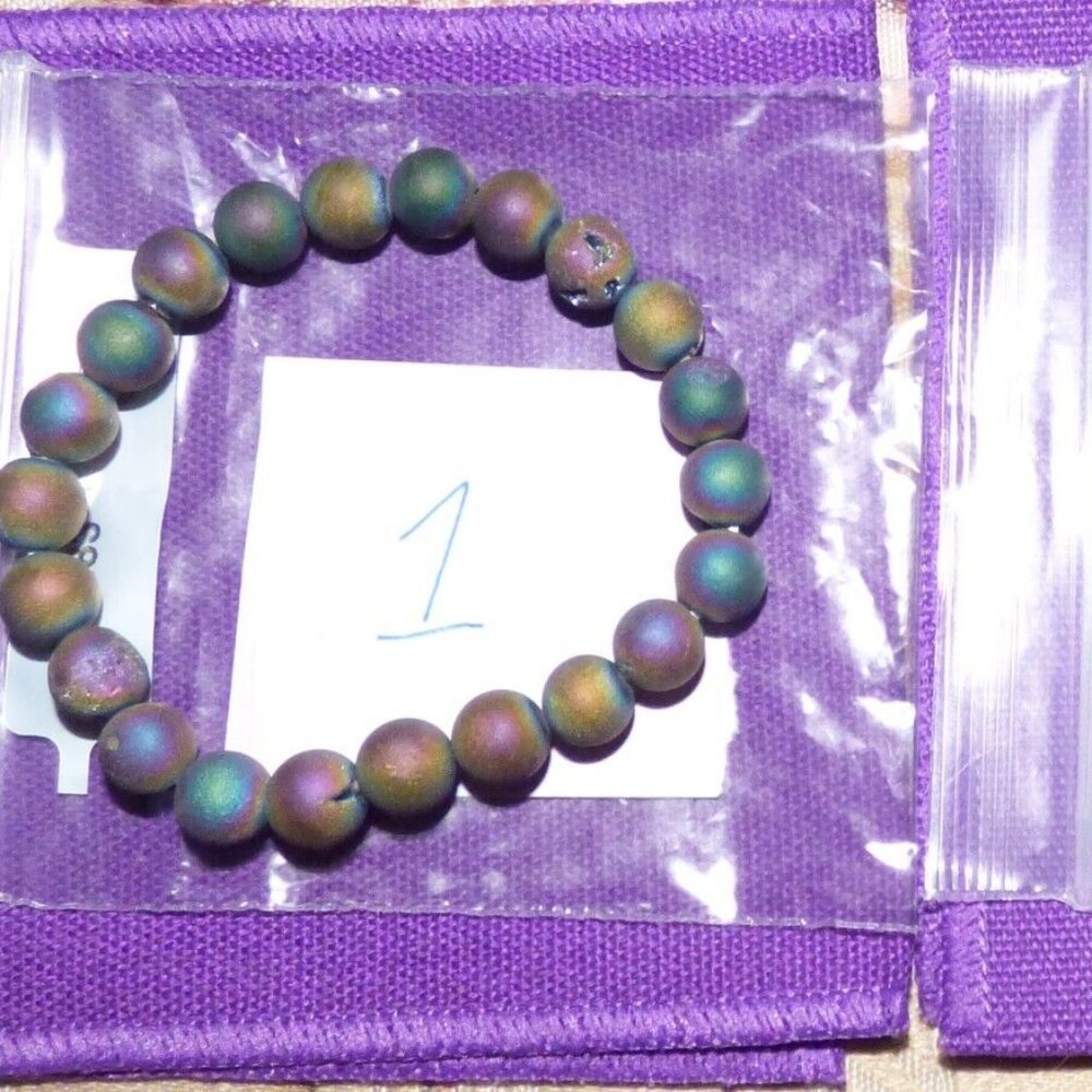 REIKI DRUSY QUARTZ 84.30CT MULTICOLOR STRETCHABLE BRACELET OS FITS MOST LE 210